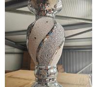 Biznest White & Silver Floor Vase Large 40Cm Sparkly Silver Mirrored Floor Vase Style 09