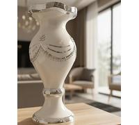 Biznest White & Silver Floor Vase Large 40X60Cm Sparkly Silver Mirrored Floor Vase Style 01