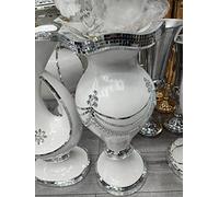 Biznest White & Silver Floor Vase Large 40X60Cm Sparkly Silver Mirrored Floor Vase Style 01