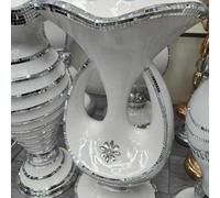 Biznest White & Silver Floor Vase Large 40X60Cm Sparkly Silver Mirrored Floor Vase Style 02