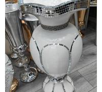 Biznest White & Silver Floor Vase Large 40X60Cm Sparkly Silver Mirrored Floor Vase Style 04