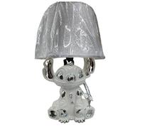 Biznest White & Silver Stitch Table Lamp With Shade Ceramic