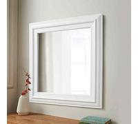 Biznest White Wall Mirror Square frame dorset country style wall mirror for home decor 55x55cm