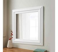 Biznest White Wall Mirror Square Frame Dorset Country Style Wall Mirror For Home Decor 55X55Cm