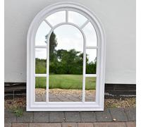Biznest White Window Style Arched Wall Mirror