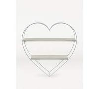 Biznest White Wire Wooden Heart Shape Shelf Beautiful Shelving & Storage H 50Cm X W 50Cm