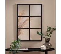 Biznest Window Style Wall Mirror Durable Frame Indoor/Outdoor Living Collection Rectangular Wall Mirror 50X76Cm (Black)