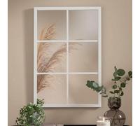 Biznest Window Style Wall Mirror Durable Frame Indoor/outdoor Living Collection Rectangular Wall Mirror 50X76Cm (White)