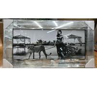 Biznest WOMAN WITH CHEETA Picture Liquid 3D Wall Decor Glitter Wall Art Mirrored Frame Home Decoration Bedroom Living Room 85x45cm B-FG005