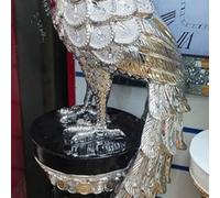 Biznest X Large 100Cm Italian Crushed Diamond Ceramic Peacock Display Ornament Stand Any Room Home Decor Stylish And Luxury (Black Silver)