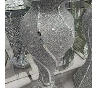 Biznest X Large 80Cm Shiny Sparkly Mirror Crushed Diamond Glitter Flower Pot Silver Floor Vase Luxury Home Decor (Silver Style 1)