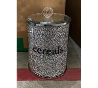 Biznest XL CEREALS JAR Crystal Bin Glass Kitchen diamond sparkly Silver Crushed