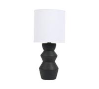 Biznest Zaya Sleek Lamp Ceramic Miniature 3-Tier Base Crisp White Drum Shade Accent Interior Lighting Solution Decor Black 35X16Cm