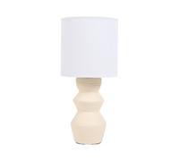 Biznest Zaya Sleek Lamp Ceramic Miniature 3-Tier Base Crisp White Drum Shape Shade Interior Lighting Solution Decor Beige 35X16 Cm