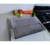 Biznest Zig Zag Crushed Diamond Chopping Board Crystal Filled Silver Placemat Crush Sparkly