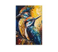 BIZOCA Canvas Wall Art Painting Colored Bird Duo Decorative Artwork for Bedroom Kitchen Living Room Home Decor No Frame 24x36inch(60x90cm)
