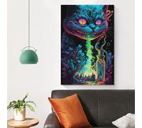 BIZOCA Wall Decorative Painting No Frame Cheshire Cat Oil Decorative Paintings on Canvas Wall Art for Living Room Bedroom 20x30inch(50x75cm) Home Decorations