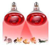 BIZOI 2 Pack Infrared Heat Lamp Bulb, 250W Reptile Heating Bulbs, E27 Infrared Heat Lamp Bulb, Waterproof Basking Spot Red Heat Light for Poultry Chicks Puppy Cats Pigs Lizard Tortoise Bearded Dragon