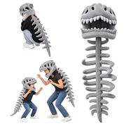 BIZOI 3D Wearable Realistic Skeleton Dinosaur Costume, Realistic Dinosaur Skeleton Costume Set, Spinosaurus Plush Dino Outfit, Dinosaur Skull Headpiece & Spine Costume for Halloween Cosplay Parties