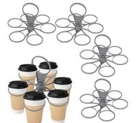 BIZOI 4pcs Coffee Carrier Drink Holder, Foldable 6-Cup Drinks Holder Holiday Essential, Heavy Duty Plastic Drinks Carrier, Collapsible Drinks Holder Holiday,Reusable Drink Cup Carrier with Handle