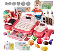 BIZOI Childs Till Cash Register for Kids, 52 Pcs Toy Till, Shopping Till Pretend Play, Role Play Shopping Toy Gift, for Girls, Boys, Birthdays, Parties, Christmas, Halloween, Thanksgiving, New Year