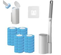BIZOI Disposable Toilet Brush, Disposable Toilet Cleaning System, Toilet Brush and Holder Set with 24 Cleaner Refills, Toilet Brush with Disposable Head for Bathroom, Kitchen, Home Use