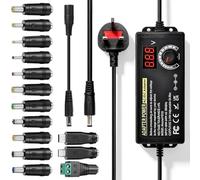 BIZOI Universal Power Supply, 3V~24V 3A 72W Adjustable Variable AC/DC Adapter Charger, 100V-240V AC to DC Converter with 14 Tips, LED Voltage Display, Polarity Converter