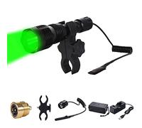 Bizoom Hunting Flashlight Red Green Light Water Resistant Tactical Night Hunting Light for Hog Fox Coyote Rifle Lamp Torch with 18650 Battery and Charger