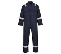 Portwest BIZ5 Bizweld FR Men's Coverall Flame Resistant Welding Overall Safety Gear 100% Cotton Reflective Tape Knee Pad Pockets Molten Metal Splash Protection, Navy Tall, 3XL