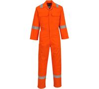 Portwest BIZ5 Bizweld FR Men's Coverall Flame Resistant Welding Overall Safety Gear 100% Cotton Reflective Tape Knee Pad Pockets Molten Metal Splash Protection, Orange Tall, M