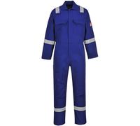 Portwest BIZ5 Bizweld FR Men's Coverall Flame Resistant Welding Overall Safety Gear 100% Cotton Reflective Tape Knee Pad Pockets Molten Metal Splash Protection, Royal Blue, S