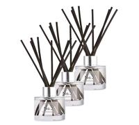Bizzal Aldi Hotel Collection No.3 Pomegranate Reed Diffuser Set, Luxury Home Fragrance, 100ml Glass Bottles, 3 Pack with Black Reeds, Silver Cap