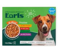 Bizzal Earls Dog Food Pouches in Jelly, Mixed Variety Pack with Chicken, Beef, Lamb and Poultry, 12 x 100g, 1.2kg