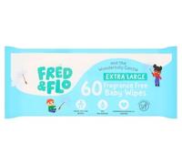 Bizzal Fred & Flo Extra Large Head-to-Toe Baby Wipes, Fragrance Free, Plant Based, Dermatologically Approved, Kind & Gentle, 60 Count