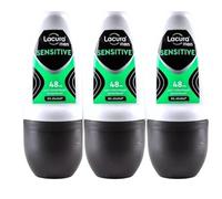 Bizzal Lacura Men Sensitive Anti-Perspirant Deodorant Roll-On, 48 Hour Protection, 0% Alcohol, 50ml, Pack of 3