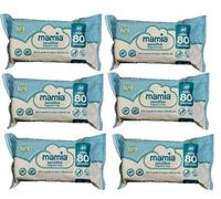 Bizzal Mamia Baby Wipes, Sensitive, Fragrance Free, 480 Wipes, 6 Packs of 80