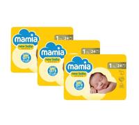 Bizzal Mamia New Baby Nappies, Size 1, 2-5kg, Leak Lock, Boy & Girl, 72 Count, 3 Pack