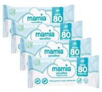 Bizzal Mamia Sensitive Baby Wipes, Fragrance Free, Plastic Free, Mild and Gentle for Delicate Skin, 320 Count, 4 Packs of 80 Wipes
