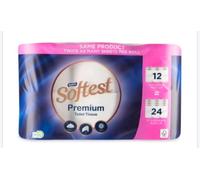 Bizzal Saxon Softest Premium Toilet Tissue, 12 Double Rolls, Equivalent to 24 Standard Rolls