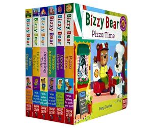 Bizzy Bear: Series 2 Collection - 6 Board Books Set by Benji Davies (Zoo Ranger, Dinosaur Safari, Camping Trip, Pirate Adventure, Space Rocket & Pizza Time)