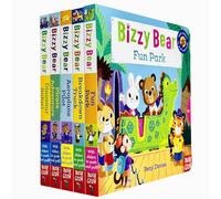 Bizzy Bear Series 5 Books Collection Bundle Set(Fun Park, Breakdown Truck, Aeroplane Pilot, Pirate Adventure & Dinosaur Safari)(With Sliders to Push and Pull!)
