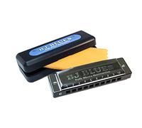 BJ Blues 283520 Folk Blues 10-Hole Diatonic Harmonica, Black