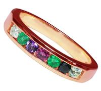 BJC® 9ct Rose Gold Channel Set Eternity DEAREST Ring Diamond Emerald Amethyst Ruby Sapphire Topaz Multiple Sizes & Boxes British Made Jewellery (UK Size J)
