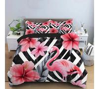 BJCJGGL King Size Duvet Set Pink Flamingo Bedding Set for Aldult Kids - Duvet Cover with Zipper Closure and 2 Pillowcases 19.7"x 29.5" - Soft Breathable Microfiber Quilt Cover 90.5"x 86.6"