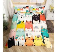 BJCJGGL King Size Duvet Set Rainbow Cat Bedding Set for Aldult Kids - Duvet Cover with Zipper Closure and 2 Pillowcases 19.7"x 29.5" - Soft Breathable Microfiber Quilt Cover 90.5"x 86.6"