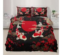 BJCJGGL Single Bedding Set Koi Fish Duvet Cover for Kids - Bedding Set with Zipper Closure and 2 Pillowcases 19.7"x 29.5" - Soft Hypoallergenic Microfiber Duvet Cover 53.1"x 78.7"