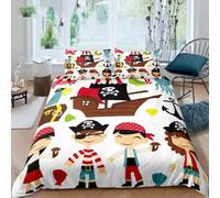 BJCJGGL Single Bedding Set Pirate Ship Duvet Cover for Kids - Bedding Set with Zipper Closure and 2 Pillowcases 19.7"x 29.5" - Soft Hypoallergenic Microfiber Duvet Cover 53.1"x 78.7"