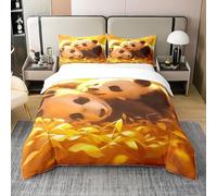 BJCJGGL Single Bedding Set Yellow Panda Duvet Cover for Kids - Bedding Set with Zipper Closure and 2 Pillowcases 19.7"x 29.5" - Soft Hypoallergenic Microfiber Duvet Cover 53.1"x 78.7"