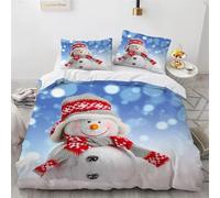 BJCJGGL Single Duvet Sets Christmas Snowman Bedding Set for Kids - Duvet Cover with Zipper Closure and 2 Pillowcases 19.7"x 29.5" - Soft Breathable Microfiber Quilt Cover 61"x 86.6"