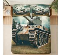 BJCJGGL Single Duvet Sets Tank Bedding Set for Kids - Duvet Cover with Zipper Closure and 2 Pillowcases 19.7"x 29.5" - Soft Breathable Microfiber Quilt Cover 61"x 86.6"